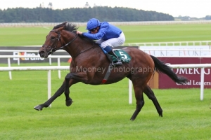 12 September 2021; Native Trail and William Buick storm to a convincing success in The Goffs Vincent O'Brien National Stakes at The Curragh.  © Peter Mooney, 59 Upper George's Street, Dun Laoghaire, Co. Dublin, A96 H2R3, Ireland  Tel: 00 353 (0)86 2589298