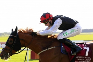 13 September 2020;  Search For A Song, ridden by Oisin Orr, winning The Comer Group International Irish St. Leger at The Curragh. © Peter Mooney, 59 Upper George's Street, Dun Laoghaire, Co. Dublin, A96 H2R3, Ireland  Tel: 00 353 (0)86 2589298