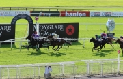 13 September 2020;  Shale, Ryan Moore up, defeating Pretty Gorgeous, Declan McDonogh up, in The Moyglare Stud Stakes at The Curragh. © Peter Mooney, 59 Upper George's Street, Dun Laoghaire, Co. Dublin, A96 H2R3, Ireland  Tel: 00 353 (0)86 2589298