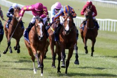 17 April 2021;  Broome, Ryan Moore up, right, defeating Thundering Nights, Shane Crosse up, in The Holden Plant Rentals Alleged Stakes at The Curragh.© Peter Mooney, 59 Upper George's Street, Dun Laoghaire, Co. Dublin, A96 H2R3, Ireland  Tel: 00 353 (0)86 2589298