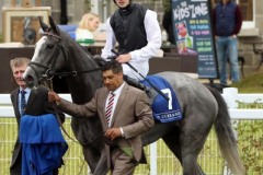 18 July 2019;  MIA MARIA, Oisin Orr up, returns to the winner's enclosure after she had won The Irish Stallion Farms European Breeders Fund Fillies Maiden at The Curragh.      © Peter Mooney, 59 Upper George's Street, Dun Laoghaire, Co. Dublin, Ireland.    Tel:  00 353 (0)86 2589298
