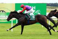 18 July 2019;   ROMANISED, Billy Lee up, defeating Hey Gaman, Frankie Dettori up, in The Paddy Power Minstrel Stakes at The Curragh.      © Peter Mooney, 59 Upper George's Street, Dun Laoghaire, Co. Dublin, Ireland.    Tel:  00 353 (0)86 2589298