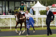 18 July 2019;  The winning connections with VERHOYEN after their success in The Tote Scurry Handicap at The Curragh.      © Peter Mooney, 59 Upper George's Street, Dun Laoghaire, Co. Dublin, Ireland.    Tel:  00 353 (0)86 2589298