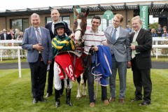 18 July 2019;  The winning connections with VERHOYEN after their success in The Tote Scurry Handicap at The Curragh.      © Peter Mooney, 59 Upper George's Street, Dun Laoghaire, Co. Dublin, Ireland.    Tel:  00 353 (0)86 2589298