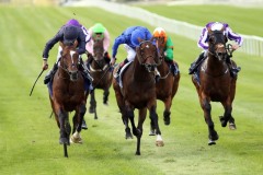 25 August 2018;   FLAG OF HONOUR, Donnacha O'Brien up, left, overcomes Twilight Payment, Kevin Manning up, to win The Comer Group International Irish St Leger Trial Stakes at The Curragh.      © Peter Mooney, 59 Upper George's Street, Dun Laoghaire, Co. Dublin, Ireland.    Tel:  00 353 (0)86 2589298