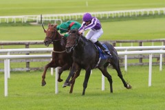 29 September 2019;  INNISFREE, Donnacha O'Brien up, nearside just shades the verdict over Shekhem, Chris Hayes up, in The Beresford Stakes at The Curragh.      © Peter Mooney, 59 Upper George's Street, Dun Laoghaire, Co. Dublin A96 H2R3, Ireland.    Tel:  00 353 (0)86 2589298